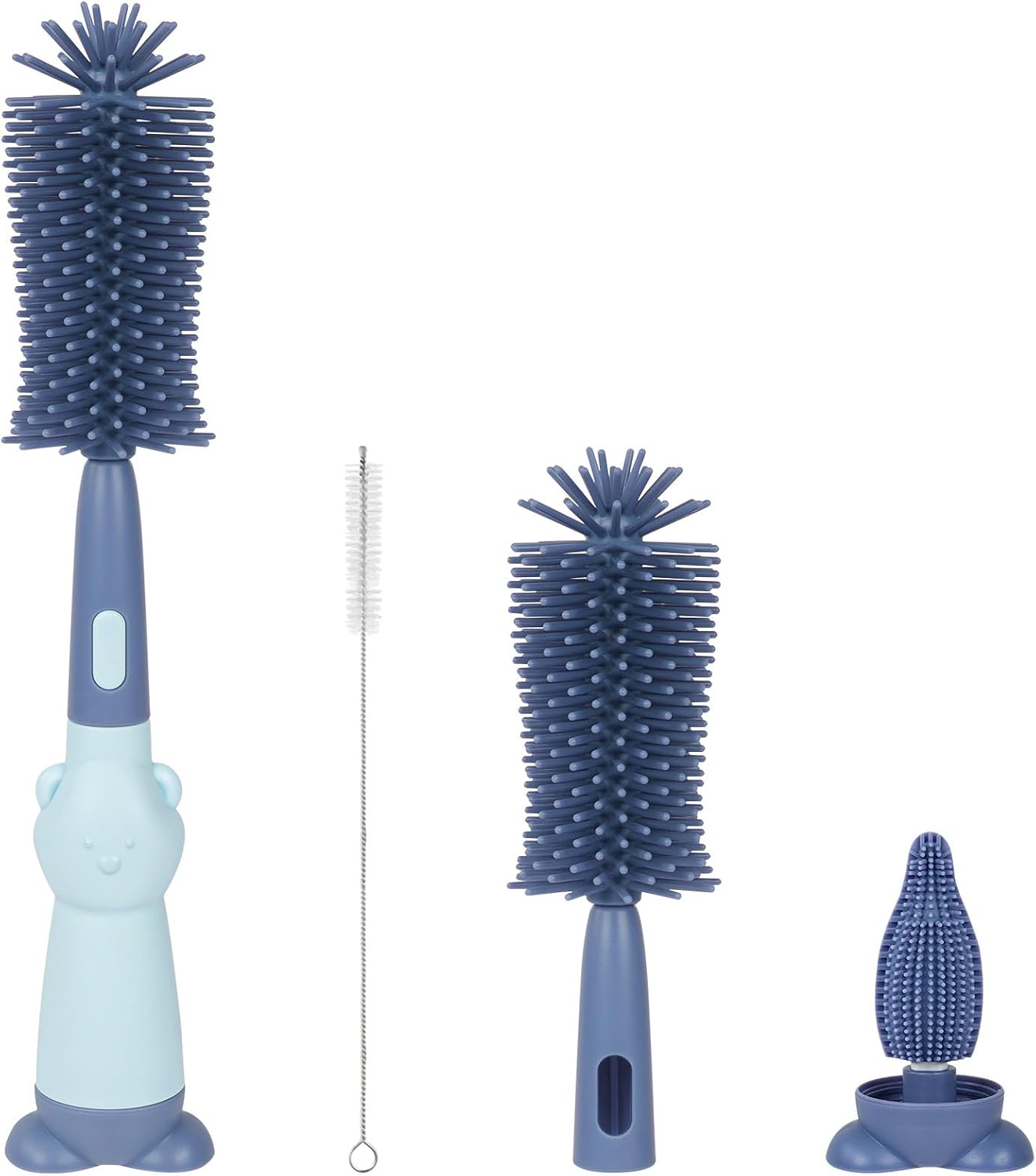 Vicloon 3 in 1 Silicone Bottle and Teat Cleaning Brush, Straw and Bottle Cleaner Set (Blue) - Image 2