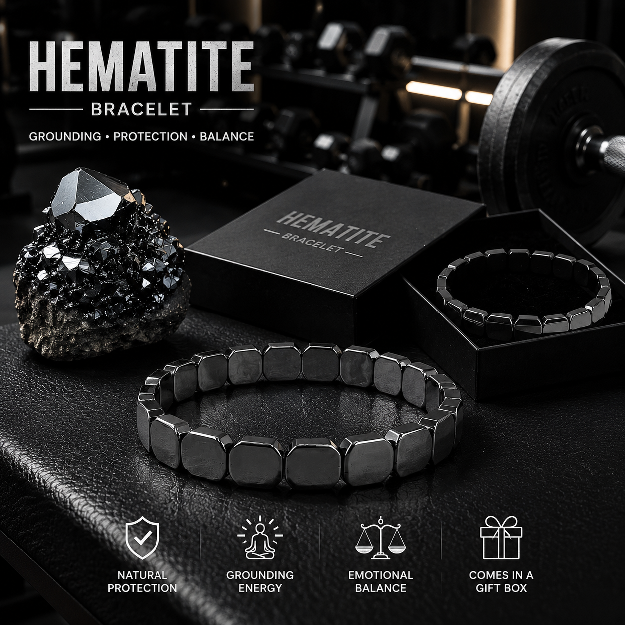2026 Hemios Hematite Bracelet for Men 3 2026 Hemios Hematite Bracelet for Men - Image 3