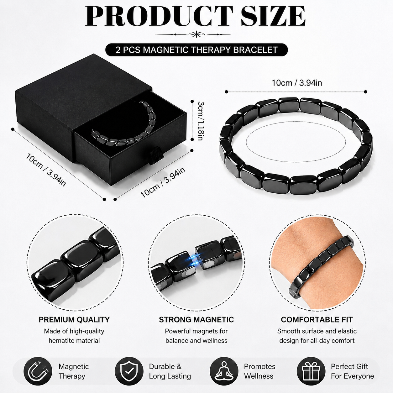 2026 Hemios Hematite Bracelet for Men 5 2026 Hemios Hematite Bracelet for Men - Image 5