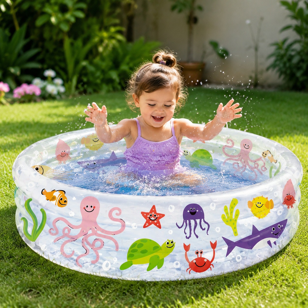 Inflatable Kids Pool – Fun Ocean Theme for Summer Water Play - Image 4