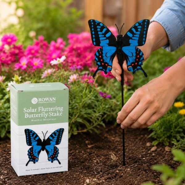 Rowan Solar Fluttering Butterfly Stake – Weather Resistant Garden Decoration 6 Solar Fluttering Butterfly Garden Decoration