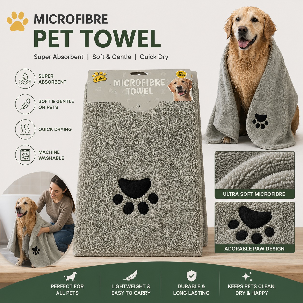 Microfibre Towel for Dogs – Soft, Absorbent Pet Drying Cloth - Image 5