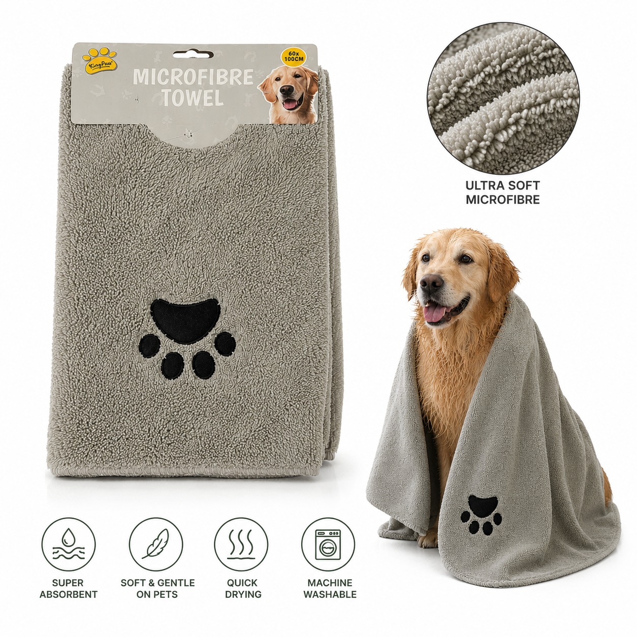 Microfibre Towel for Dogs – Soft, Absorbent Pet Drying Cloth - Image 4