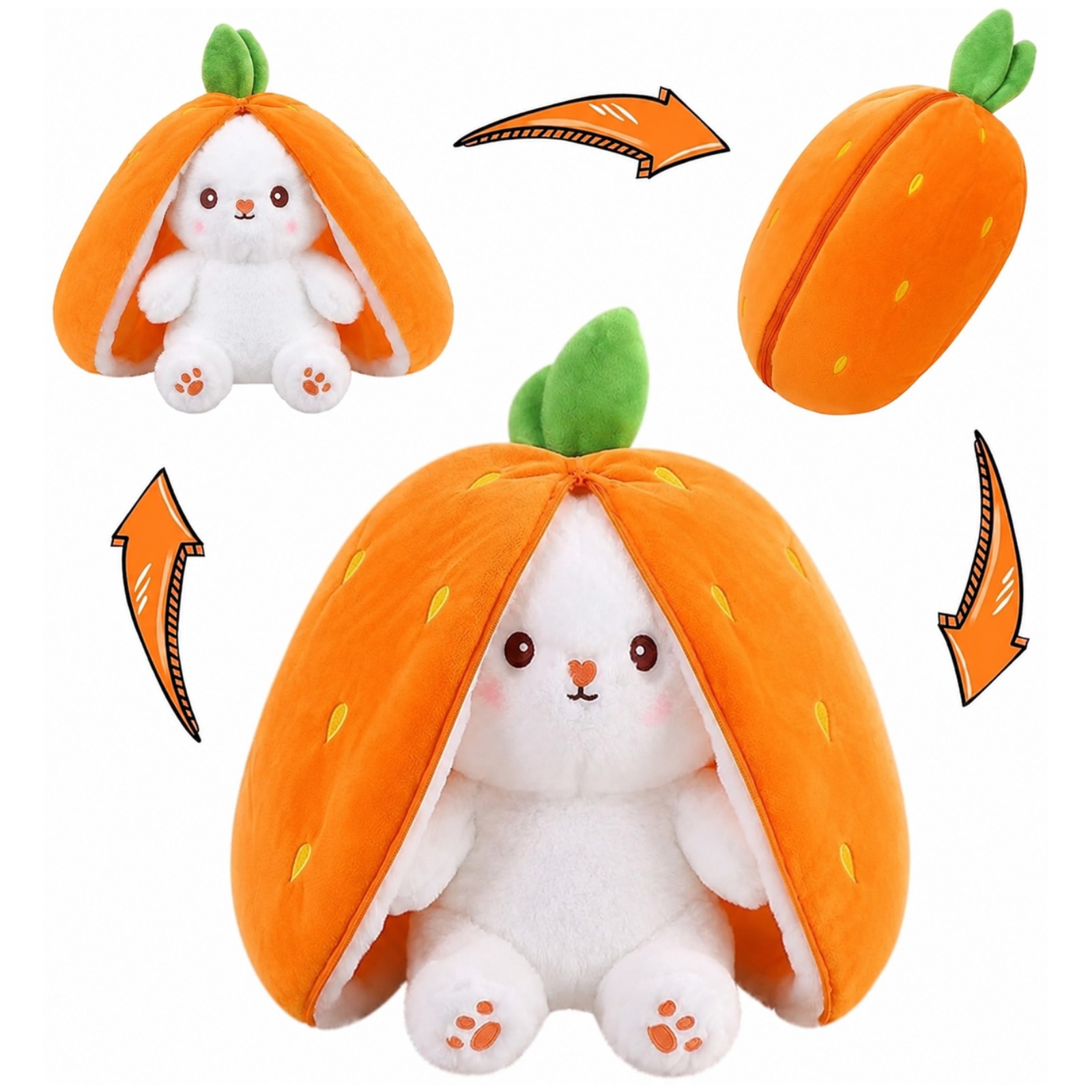 2 Pack Unzip Bunny Plush – Orange & Pink - Image 2