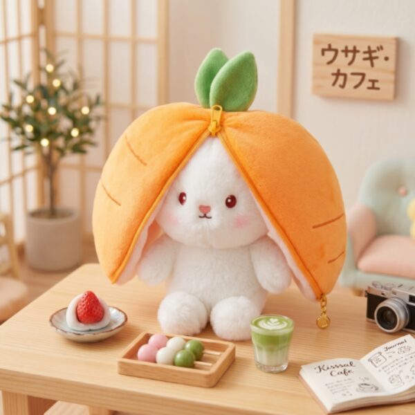 Easter Bunny Stuffed Animal, Carrot Bunny Plush Turn Into Rabbit Fruit Doll 9 Hidden Bunny Plush Toy