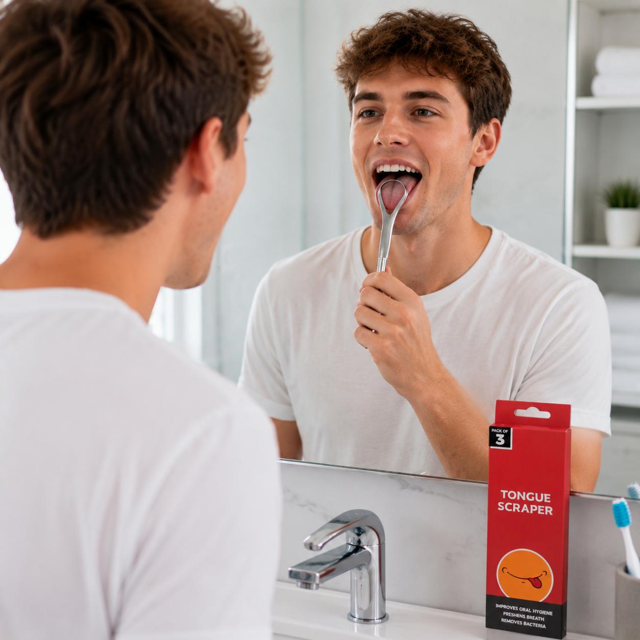 Reusable Stainless Steel Tongue Scraper & Cleaner for Fresh Breath & Oral Care - Image 7