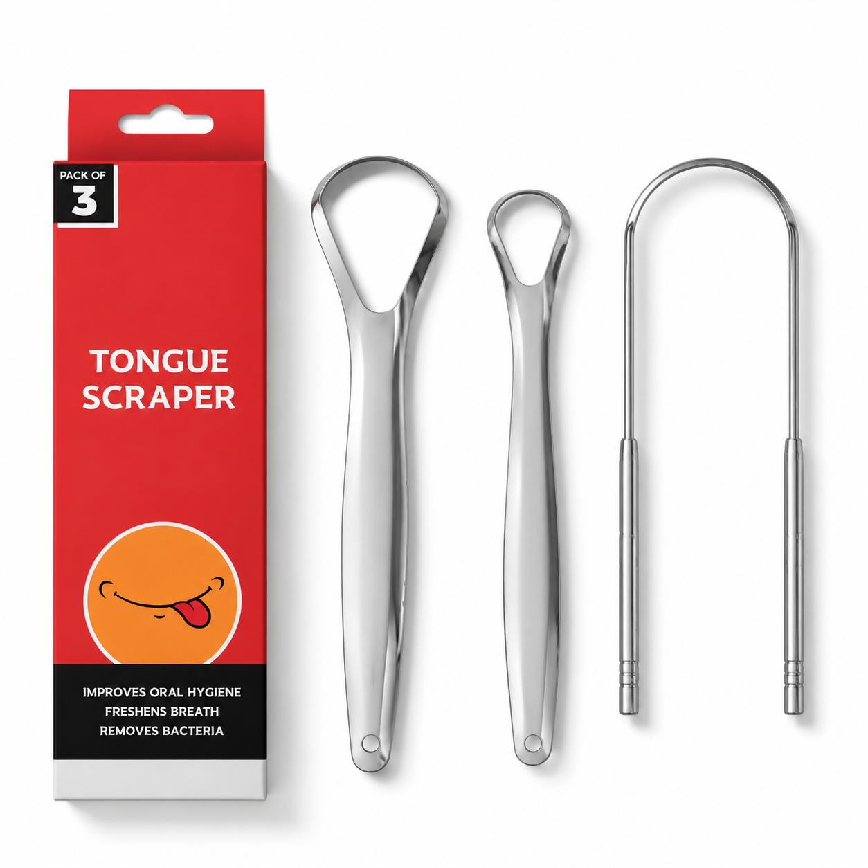Reusable Stainless Steel Tongue Scraper & Cleaner for Fresh Breath & Oral Care - Image 3