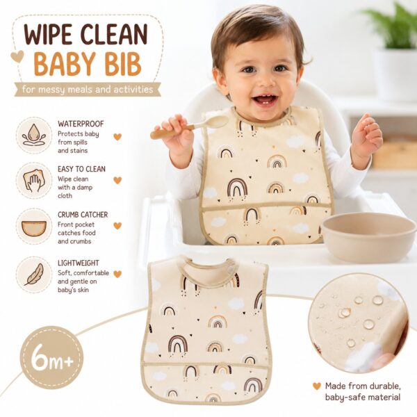 Wipe Clean Baby Bib – Waterproof & Lightweight for Messy Meals 9 Waterproof Wipe Clean Baby Bib