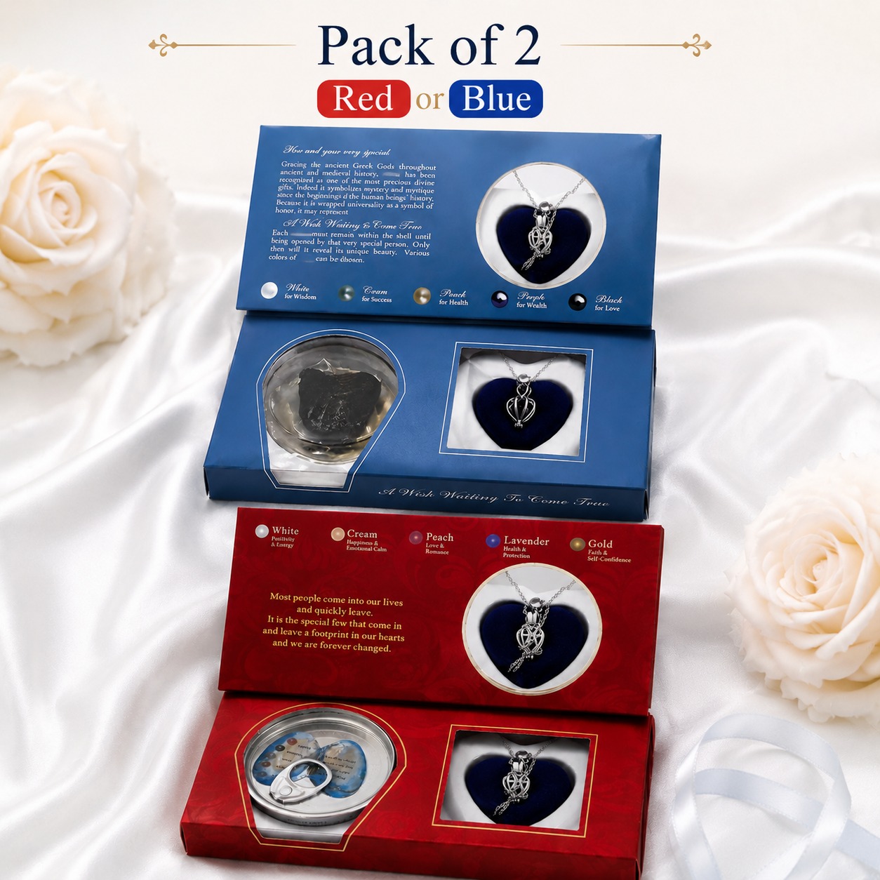 Pack of 2 Wish Necklace Sets – Red & Blue
