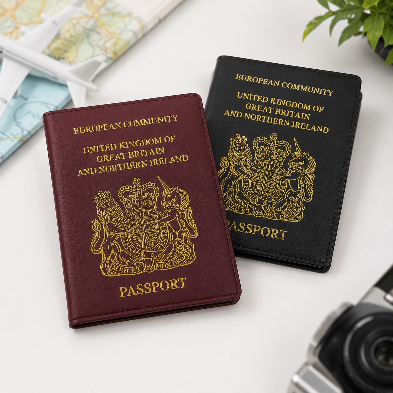 2 Pack Passport Covers UK Style Travel Document Protectors Clear Inner Sleeve 4 2 Pack Passport Covers UK Style Travel Document Protectors Clear Inner Sleeve - Image 4