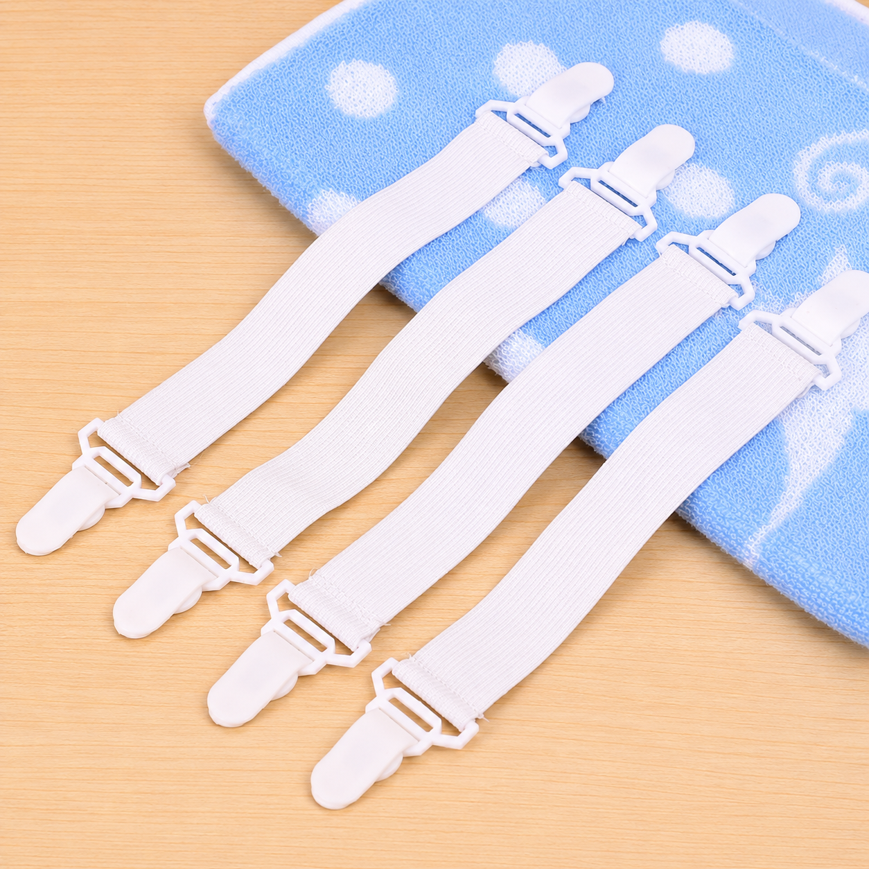 4 Pack Stretch Straps Adjustable Elastic Sheet Grippers Bed Sheet Holders White 3 4 Pack Stretch Straps Adjustable Elastic Sheet Grippers Bed Sheet Holders White - Image 3
