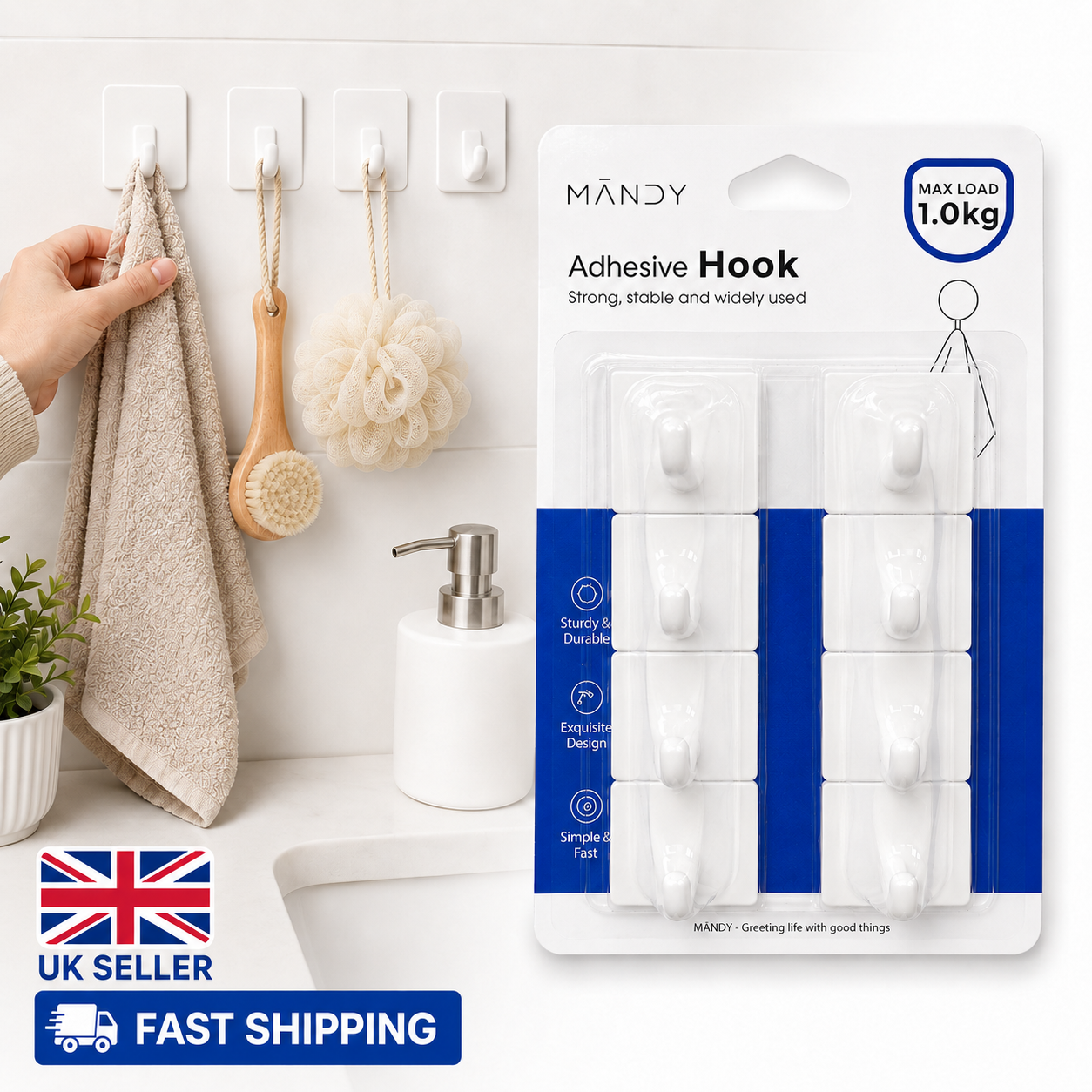 8PCS Self-Adhesive Wall Hooks – Strong, Durable & Easy to Install 1 8PCS Self-Adhesive Wall Hooks – Strong, Durable & Easy to Install