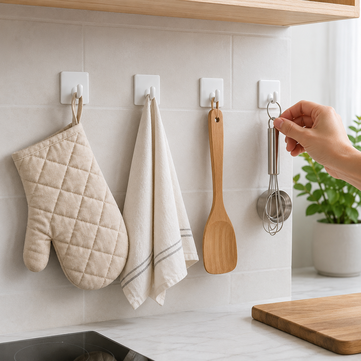 8PCS Self-Adhesive Wall Hooks – Strong, Durable & Easy to Install 6 8 Pack Self-Adhesive Wall Hooks