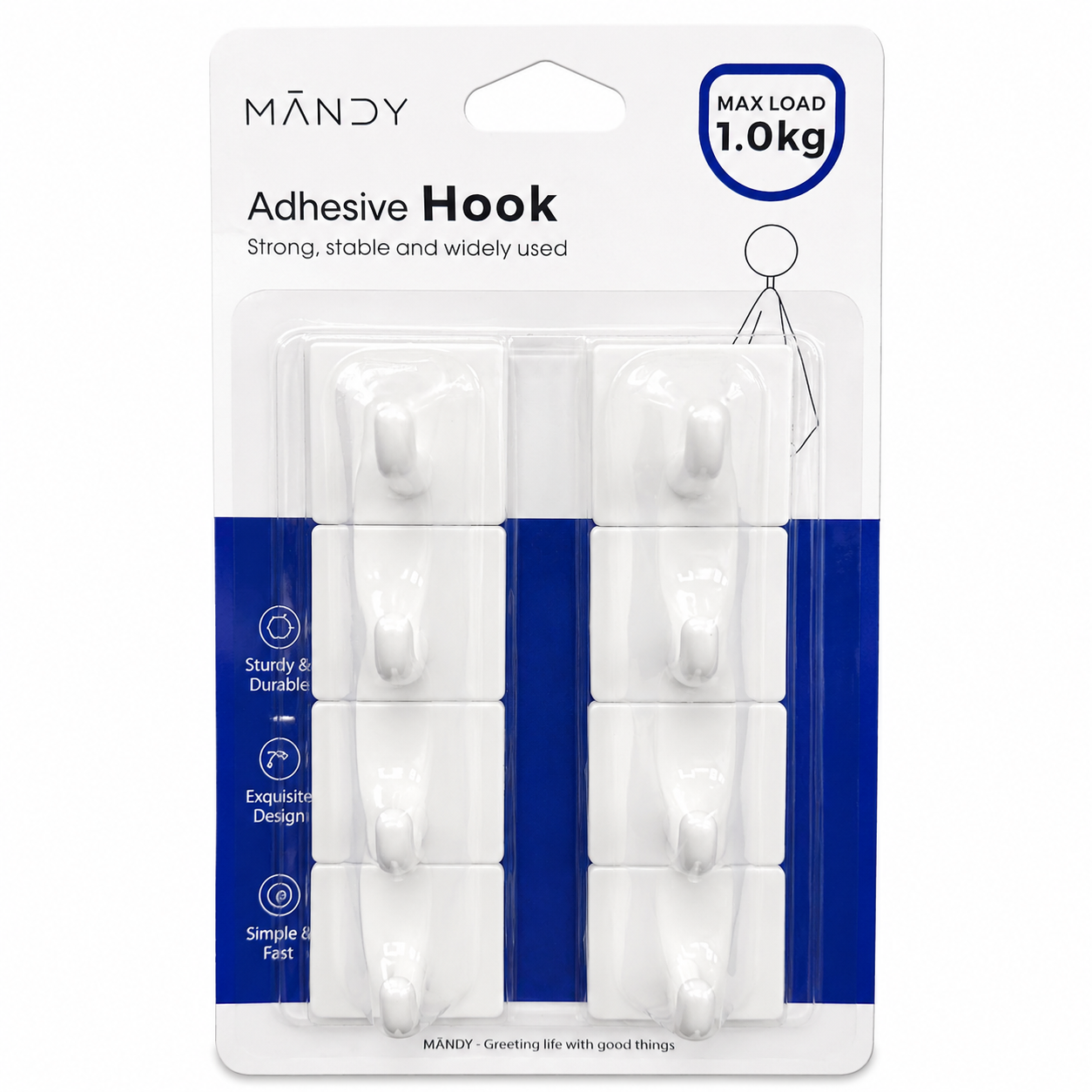 8PCS Self-Adhesive Wall Hooks – Strong, Durable & Easy to Install 7 Self Adhesive Utility Wall Hooks