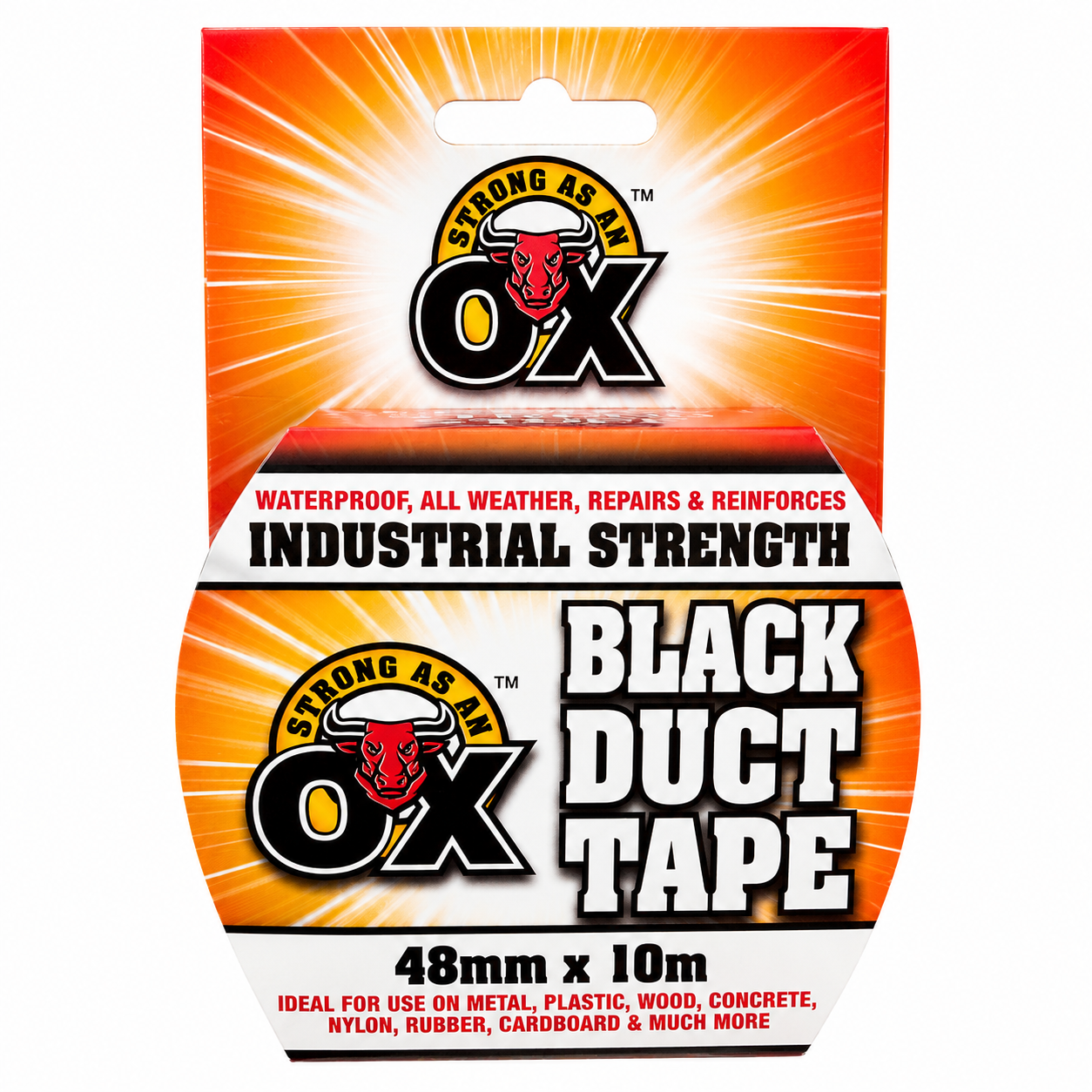OX Black Duct Tape 48mm x 10m Heavy Duty Waterproof Repair Tape 4 OX Black Duct Tape 48mm x 10m Heavy Duty Waterproof Repair Tape - Image 4
