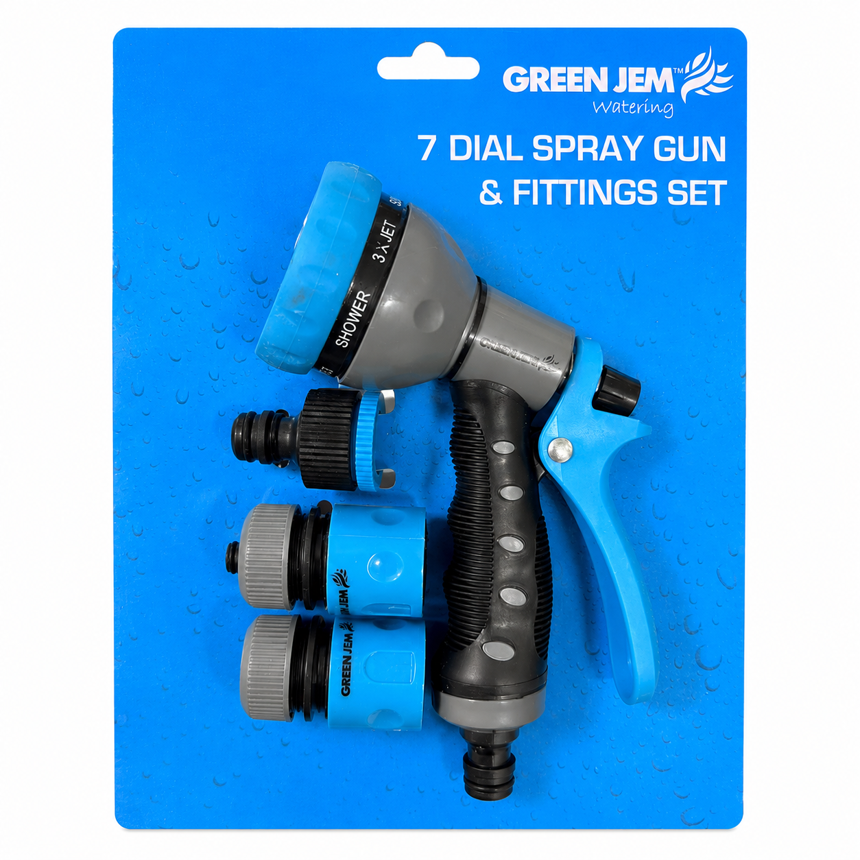7 Dial Garden Hose Spray Gun with Fittings Set Watering Nozzle Car Wash UK 7 Garden Hose Spray Gun