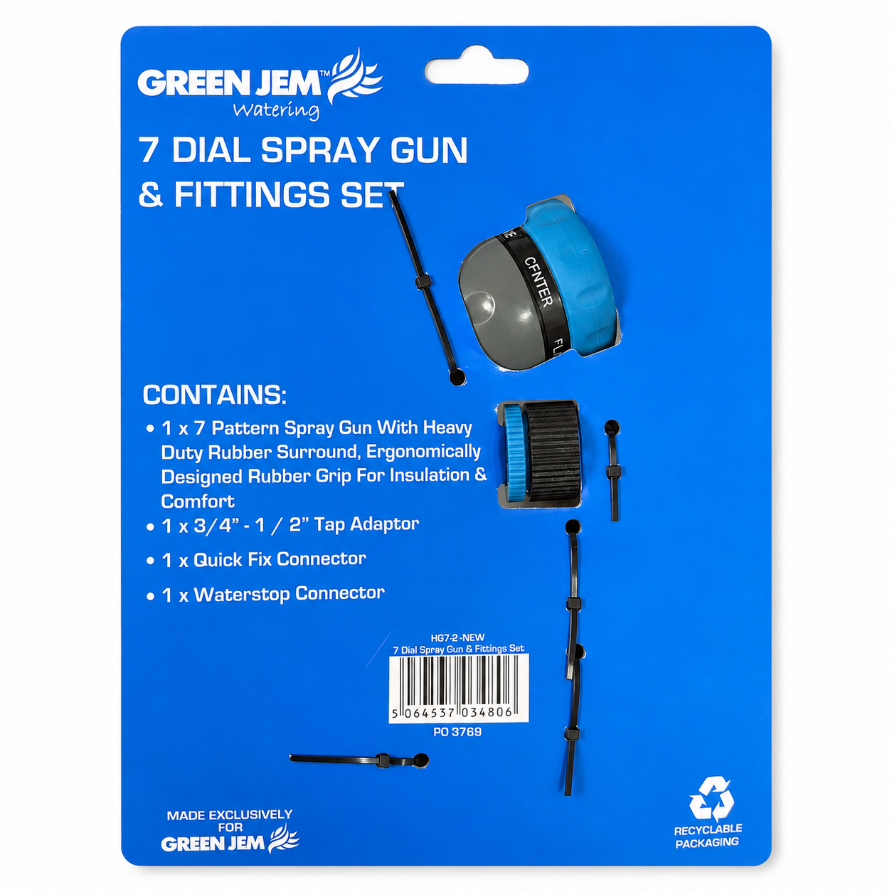 7 Dial Garden Hose Spray Gun with Fittings Set Watering Nozzle Car Wash UK 4 7 Dial Garden Hose Spray Gun with Fittings Set Watering Nozzle Car Wash UK - Image 4