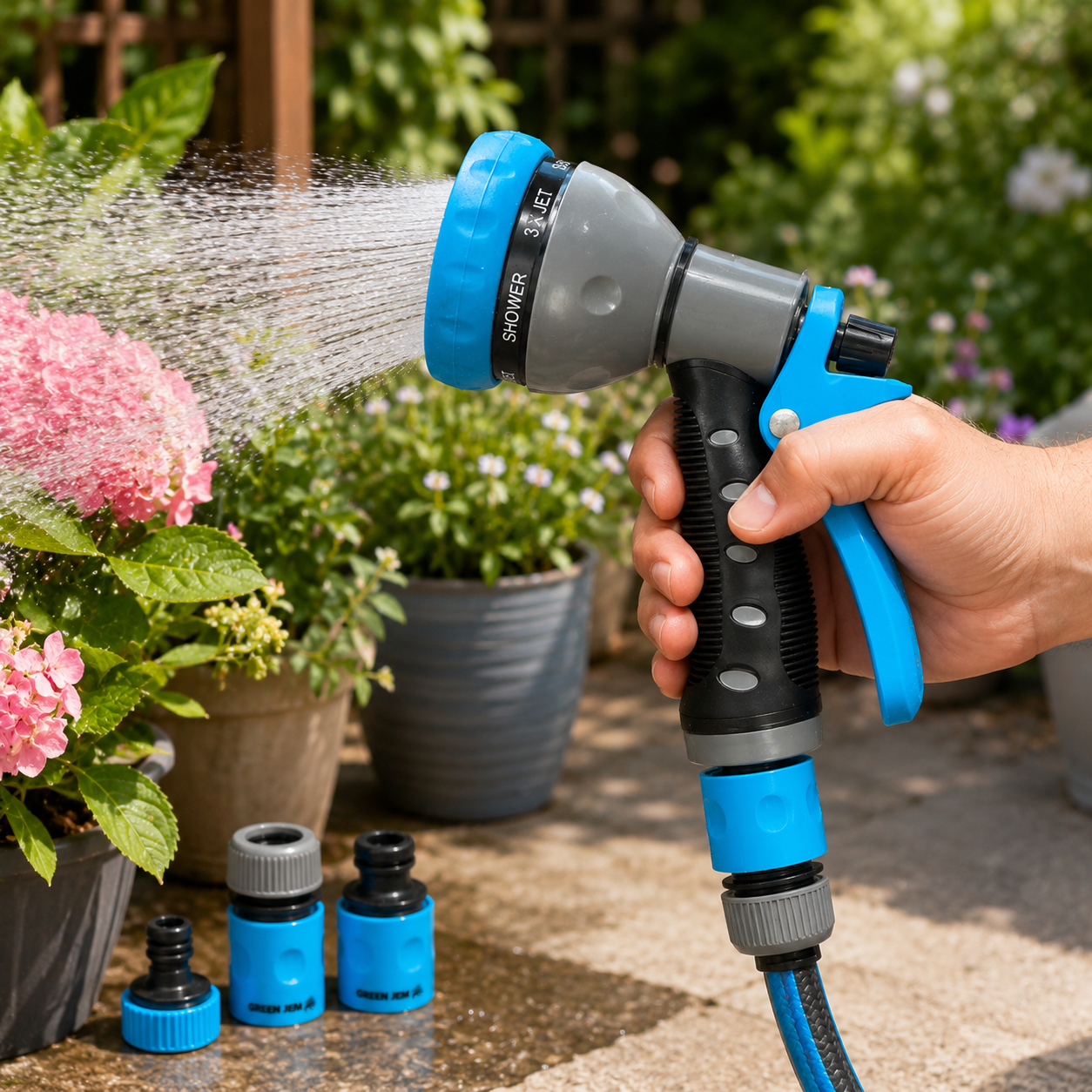 7 Dial Garden Hose Spray Gun with Fittings Set Watering Nozzle Car Wash UK 3 7 Dial Garden Hose Spray Gun with Fittings Set Watering Nozzle Car Wash UK - Image 3