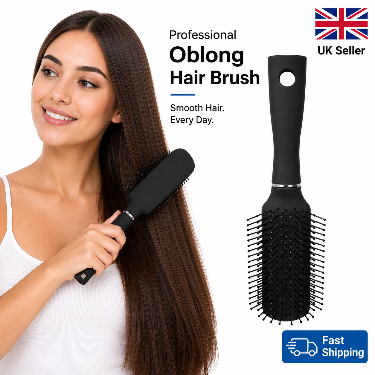 Professional Oblong Hair Brush Detangling Styling Cushion Paddle Brush Black 1 Professional Oblong Hair Brush Detangling Styling Cushion Paddle Brush Black