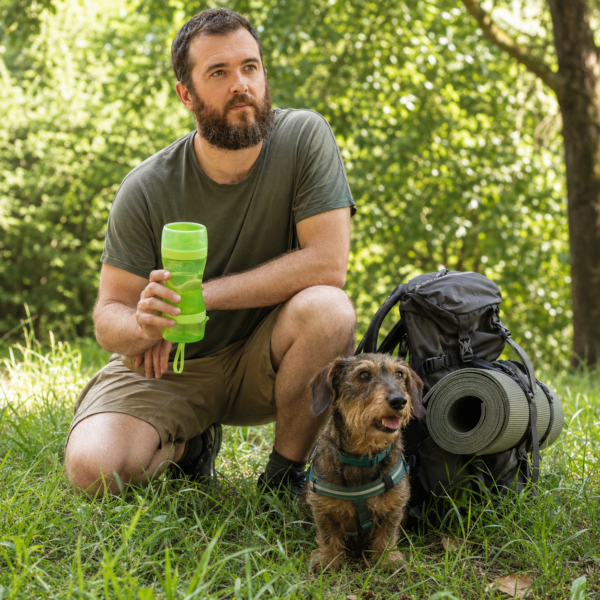 2 in 1 Portable Pet Water Bottle & Food Container Travel Dog Cat Drinking Bowl 12 Portable Pet Bottle