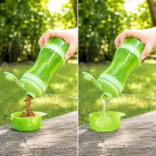 2 in 1 Portable Pet Water Bottle & Food Container Travel Dog Cat Drinking Bowl 11 2-in-1 Portable Pet Bottle