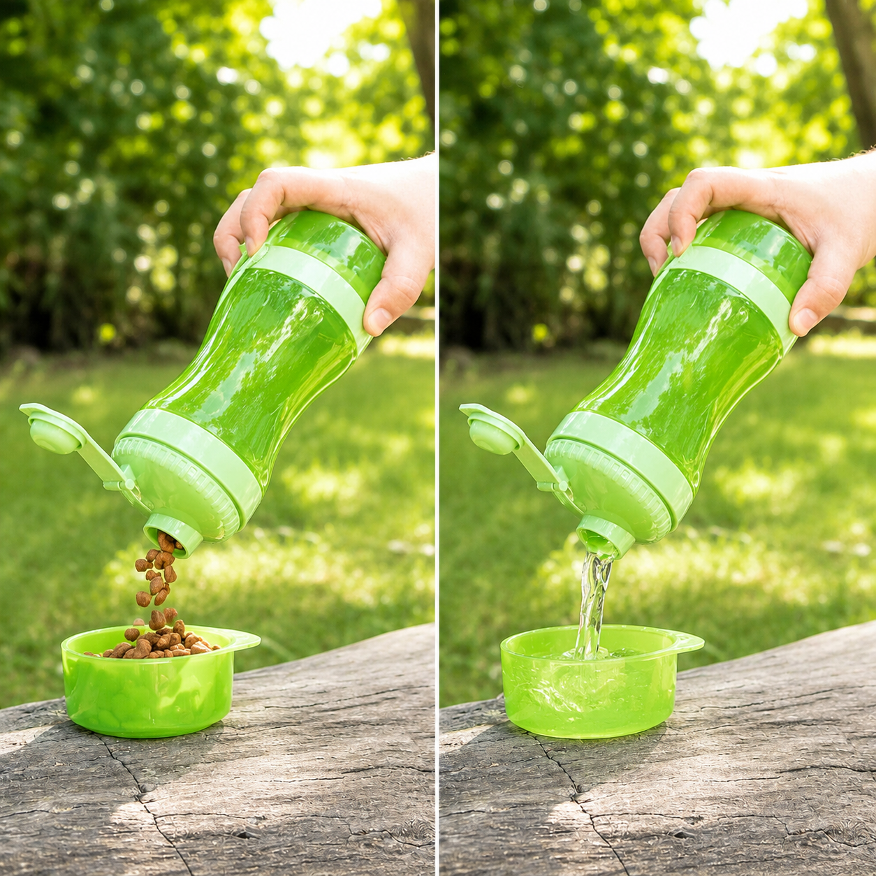 2 in 1 Portable Pet Water Bottle & Food Container Travel Dog Cat Drinking Bowl 3 2 in 1 Portable Pet Water Bottle & Food Container Travel Dog Cat Drinking Bowl - Image 3