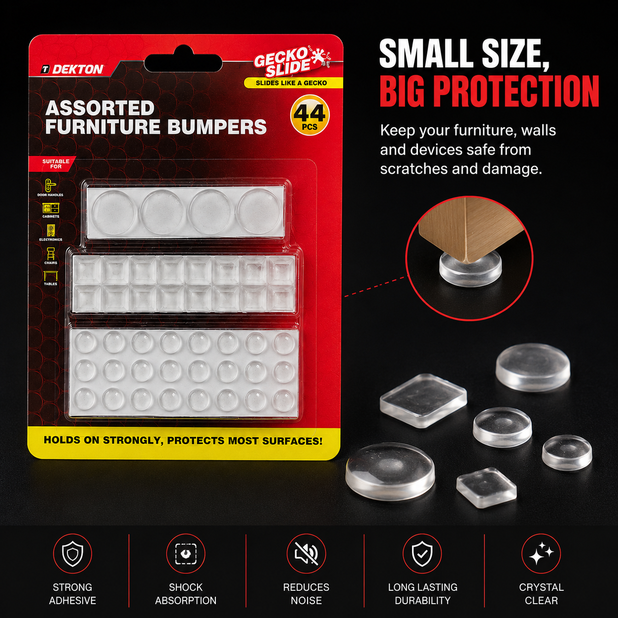 44pc Clear Self Adhesive Furniture Bumpers Door Cabinet Pads Noise Reducers 5 44pc Clear Self Adhesive Furniture Bumpers Door Cabinet Pads Noise Reducers - Image 5