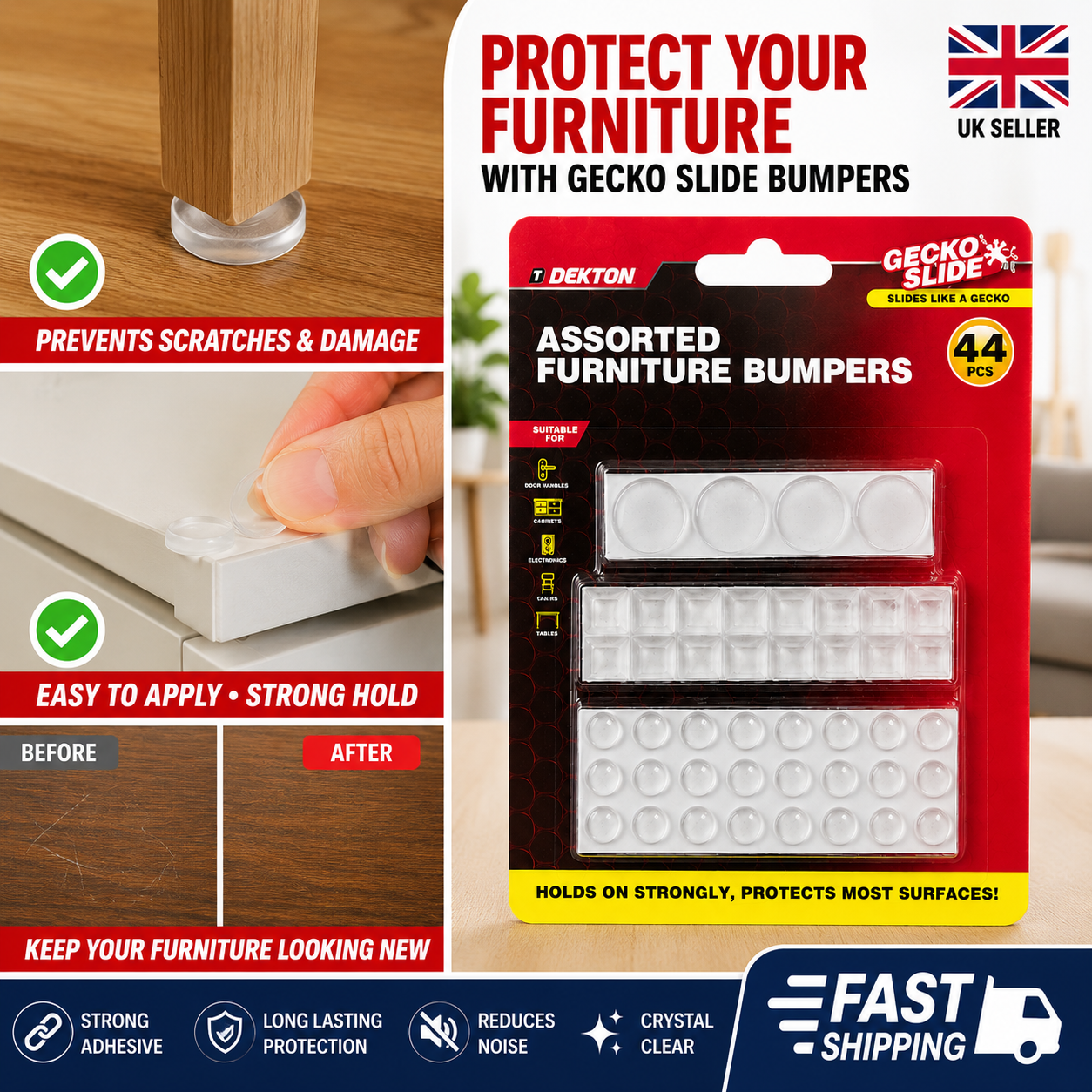 44pc Clear Self Adhesive Furniture Bumpers Door Cabinet Pads Noise Reducers 1 44pc Clear Self Adhesive Furniture Bumpers Door Cabinet Pads Noise Reducers
