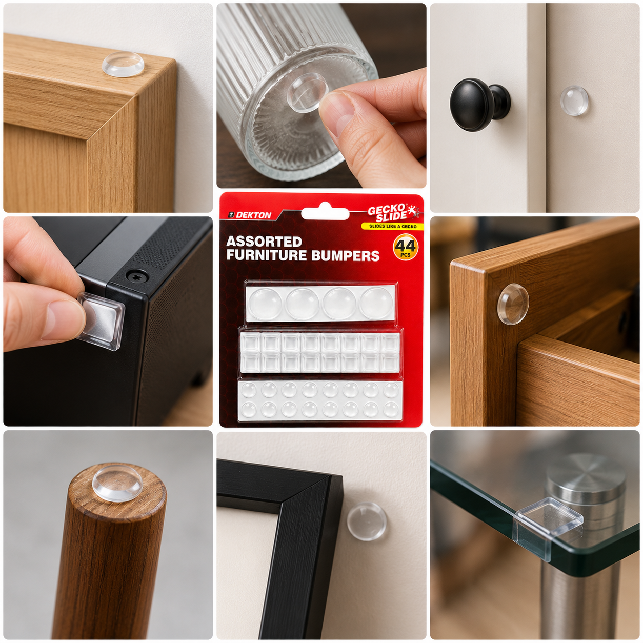 44pc Clear Self Adhesive Furniture Bumpers Door Cabinet Pads Noise Reducers 8 Furniture Bumpers