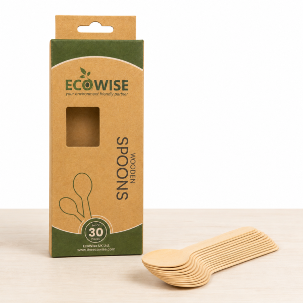 Eco-Friendly Wooden Spoons – Set of 30 Disposable Compostable Cutlery 11 Natural Wooden Spoons
