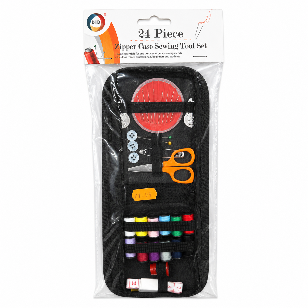 24 Piece Sewing Kit Zipper Case Needles Thread Scissors Travel Repair Set 4 24 Piece Sewing Kit Zipper Case Needles Thread Scissors Travel Repair Set - Image 4