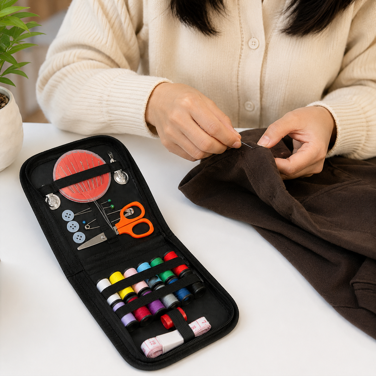 24 Piece Sewing Kit Zipper Case Needles Thread Scissors Travel Repair Set 3 24 Piece Sewing Kit Zipper Case Needles Thread Scissors Travel Repair Set - Image 3