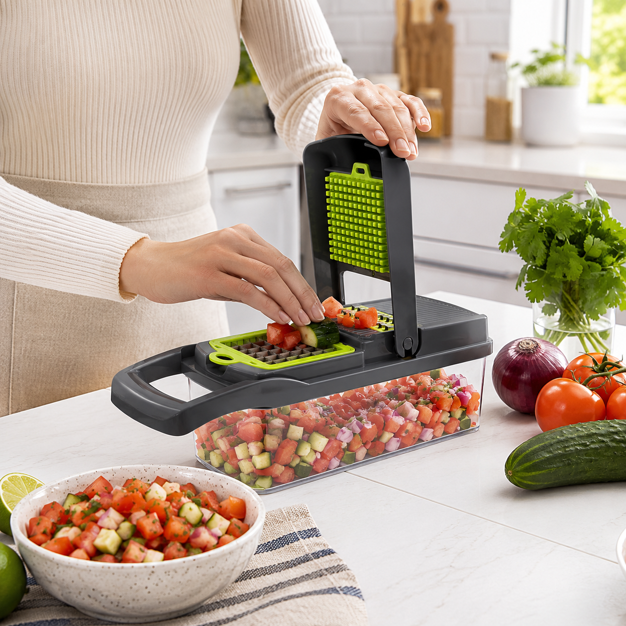 12-in-1 Multifunction Vegetable Chopper & Mandoline Slicer with Container 7 12-in-1 Multifunction Vegetable Chopper & Mandoline Slicer with Container - Image 7