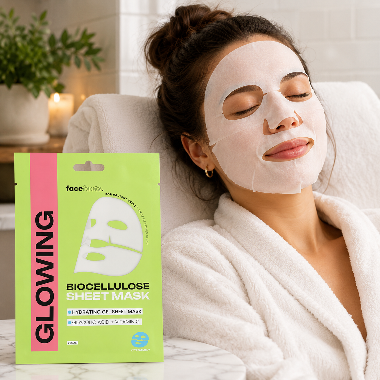 Glowing Biocellulose Sheet Mask – Hydrating Face Mask with Glycolic Acid & Vitamin C 3 Glowing Biocellulose Sheet Mask – Hydrating Face Mask with Glycolic Acid & Vitamin C - Image 3