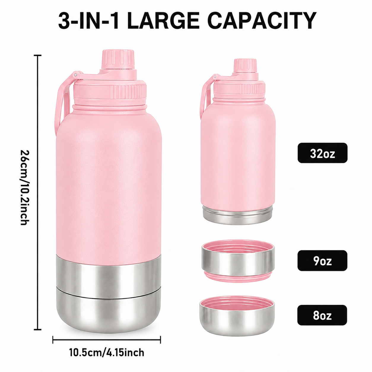 3-in-1 Insulated Dog Water Bottle | Portable Pet Water & Food Travel Bottle 3 3-in-1 Insulated Dog Water Bottle | Portable Pet Water & Food Travel Bottle - Image 3