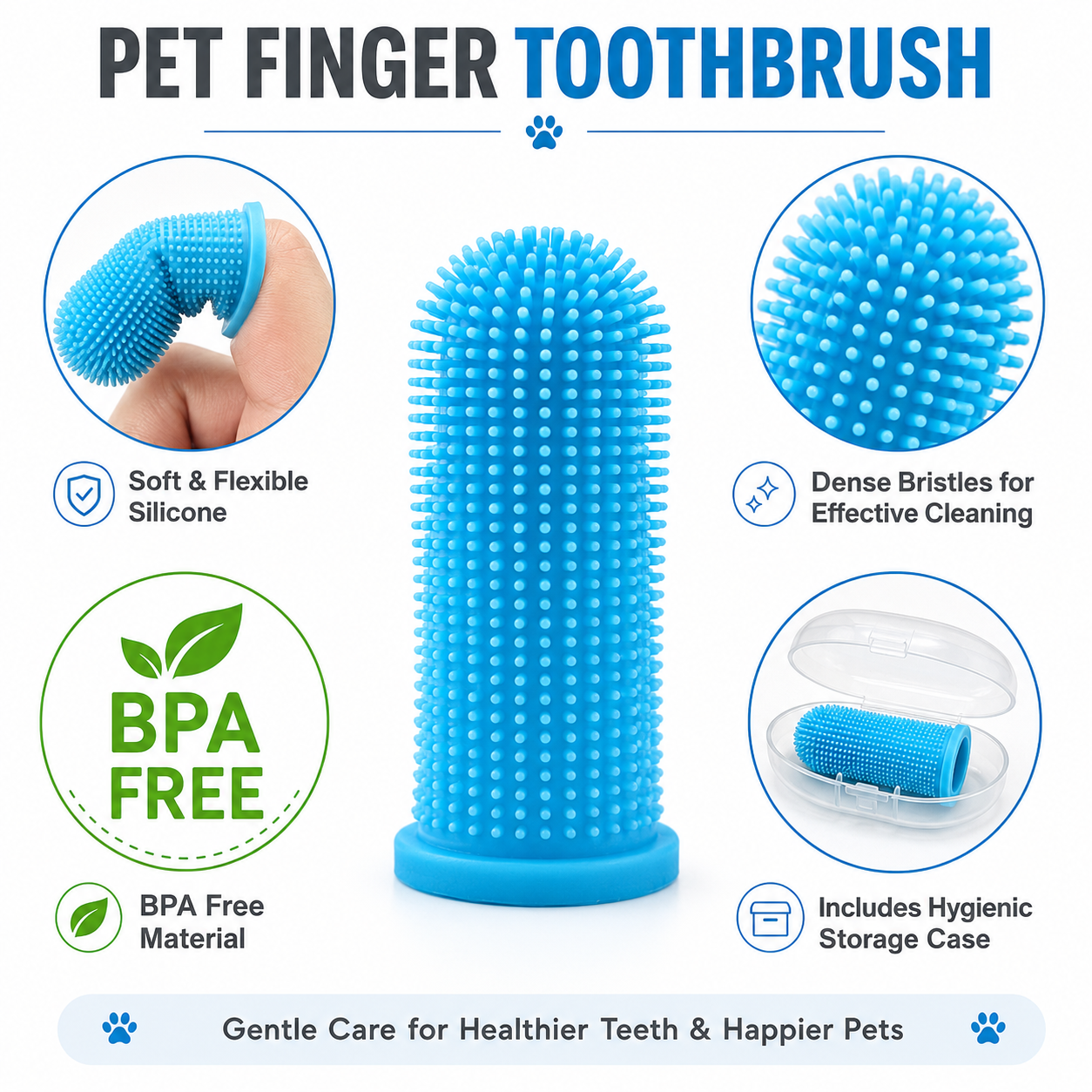 Silicone Pet Finger Toothbrushes | Soft Dog & Cat Dental Care Brush Set 4 Silicone Pet Finger Toothbrushes | Soft Dog & Cat Dental Care Brush Set - Image 4