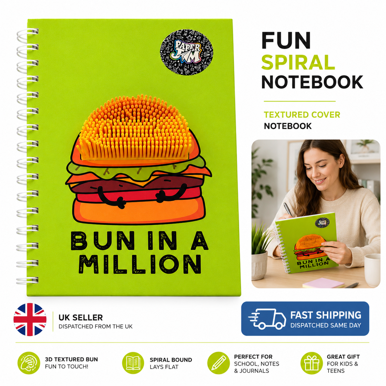 Premium Spiral Notebook with 3D Burger Cover | Gift for Students 1 Premium Spiral Notebook with 3D Burger Cover | Gift for Students