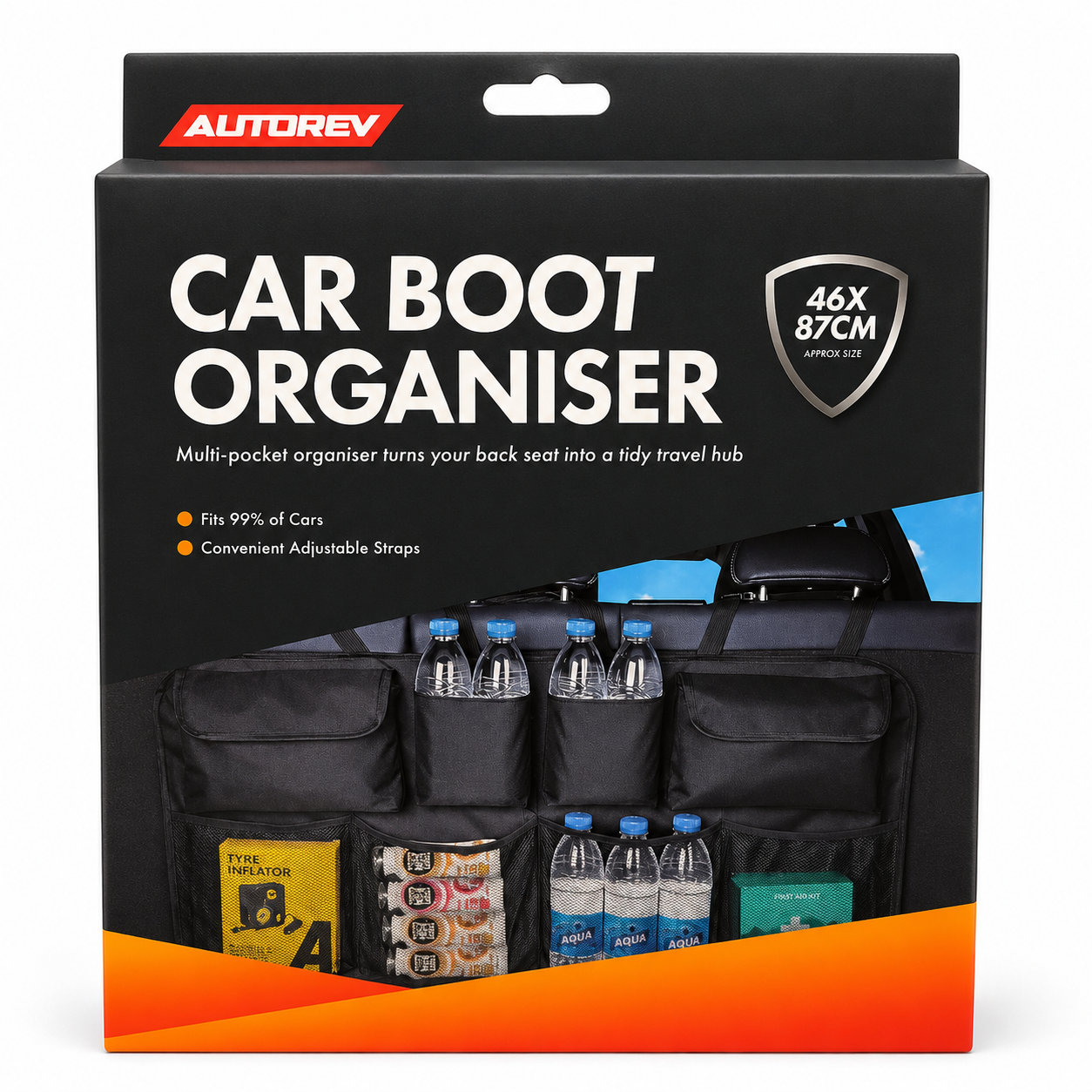 Car Back Seat Organiser with Storage Pockets | Universal Car Seat Back Protector 5 Car Back Seat Organiser with Storage Pockets | Universal Car Seat Back Protector - Image 5