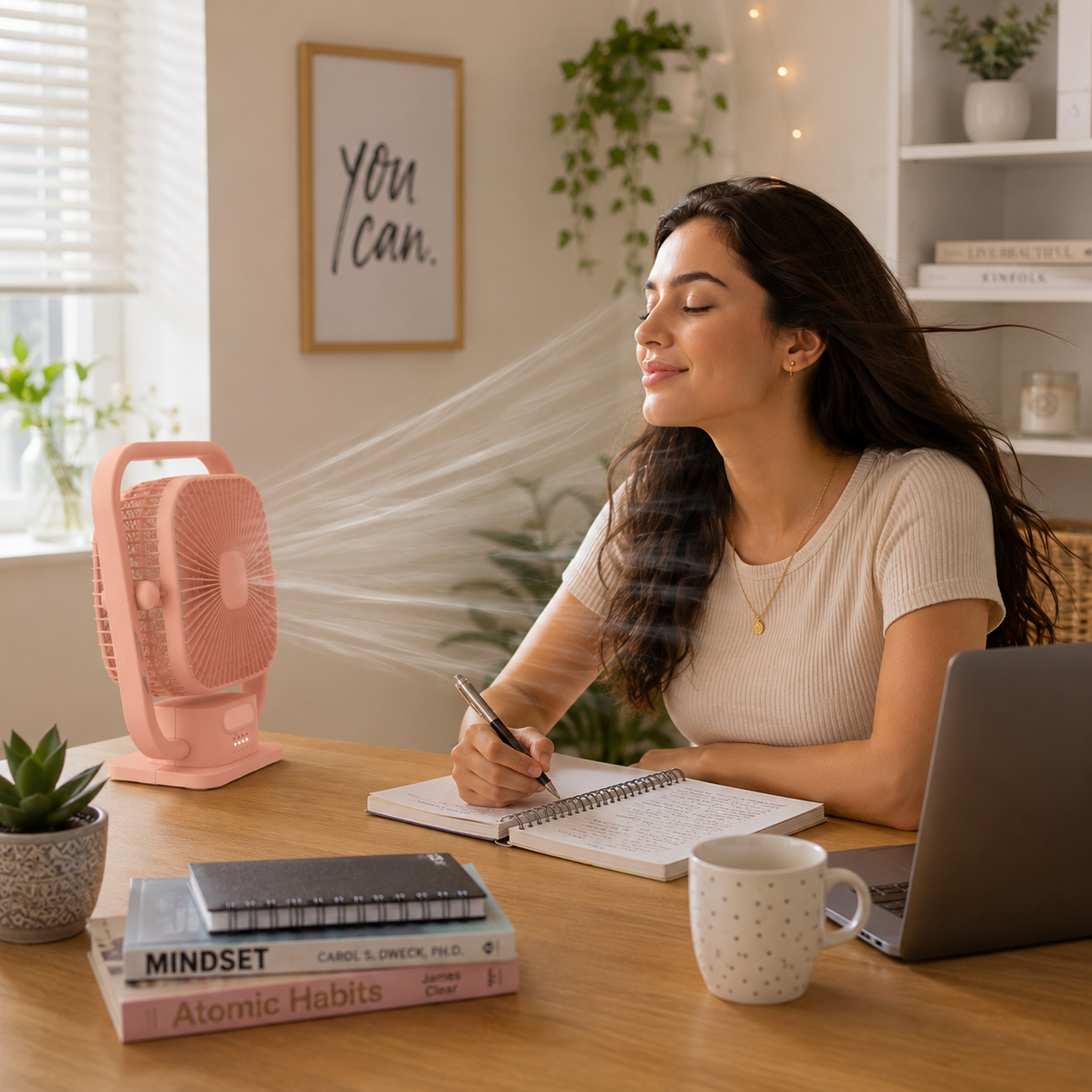 EEPISENT USB Portable Desk Fan Rechargeable Battery Powered Multi Speed Fan with Carry Handle Adjustable Tilt Head Quiet Cooling Fan Home Office Pink 12 EEPISENT USB Portable Desk Fan Rechargeable Battery Powered Multi Speed Fan with Carry Handle Adjustable Tilt Head Quiet Cooling Fan Home Office Pink - Image 12