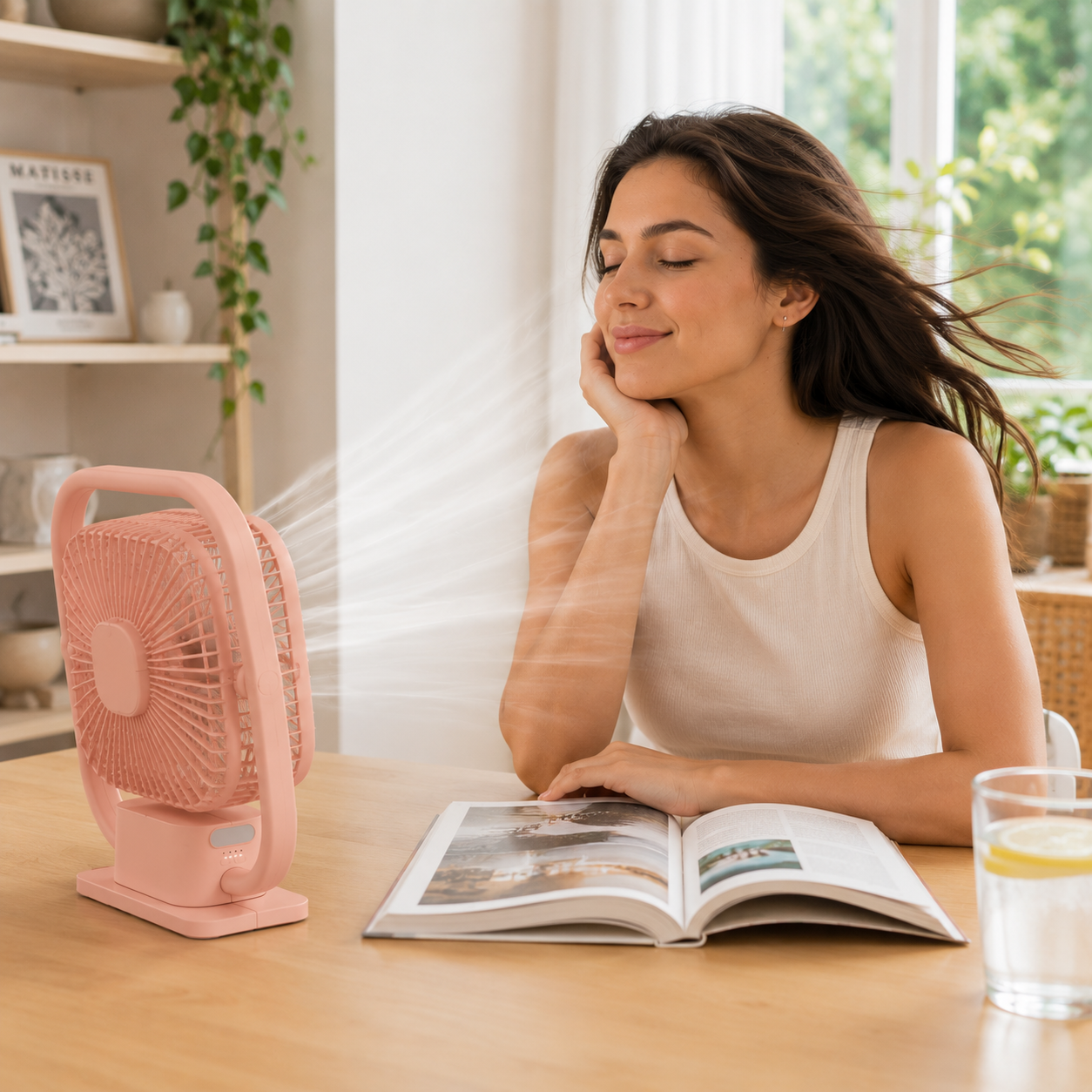EEPISENT USB Portable Desk Fan Rechargeable Battery Powered Multi Speed Fan with Carry Handle Adjustable Tilt Head Quiet Cooling Fan Home Office Pink 9 EEPISENT USB Portable Desk Fan Rechargeable Battery Powered Multi Speed Fan with Carry Handle Adjustable Tilt Head Quiet Cooling Fan Home Office Pink - Image 9