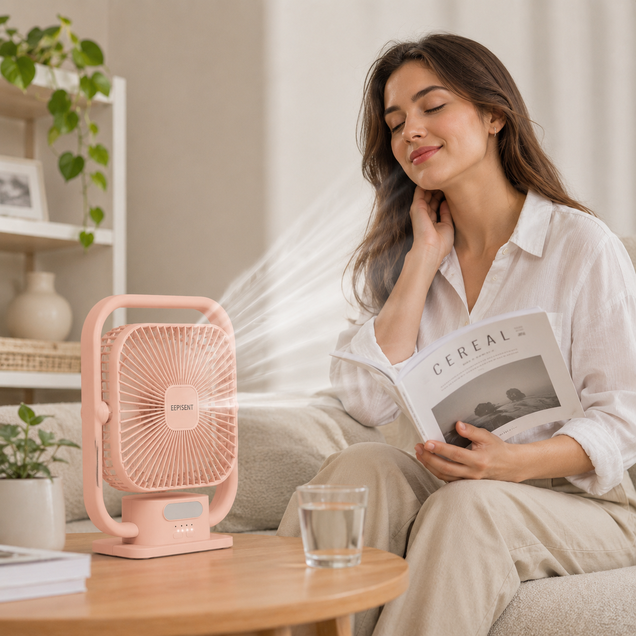EEPISENT USB Portable Desk Fan Rechargeable Battery Powered Multi Speed Fan with Carry Handle Adjustable Tilt Head Quiet Cooling Fan Home Office Pink 6 EEPISENT USB Portable Desk Fan Rechargeable Battery Powered Multi Speed Fan with Carry Handle Adjustable Tilt Head Quiet Cooling Fan Home Office Pink - Image 6
