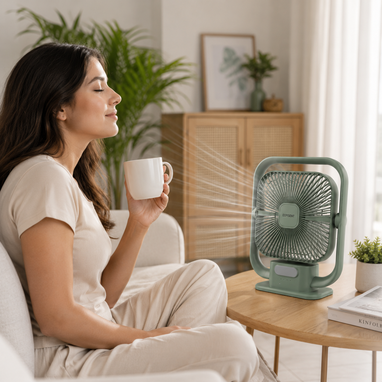 EEPISENT Portable Desk Fan Rechargeable Oscillating LED Display Quiet UK 8 EEPISENT Portable Desk Fan Rechargeable Oscillating LED Display Quiet UK - Image 8