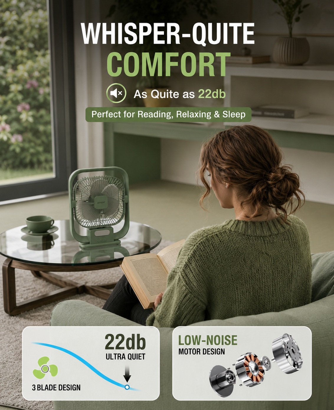 EEPISENT Portable Desk Fan Rechargeable Oscillating LED Display Quiet UK 6 EEPISENT Portable Desk Fan Rechargeable Oscillating LED Display Quiet UK - Image 6