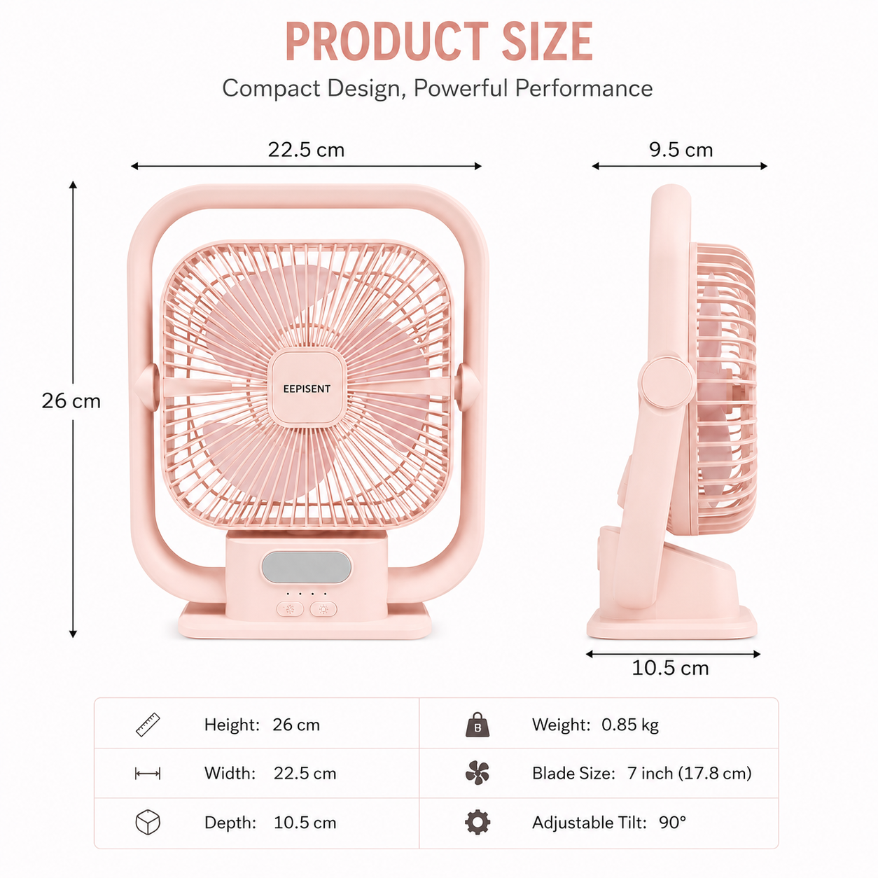 EEPISENT USB Portable Desk Fan Rechargeable Battery Powered Multi Speed Fan with Carry Handle Adjustable Tilt Head Quiet Cooling Fan Home Office Pink 2 EEPISENT USB Portable Desk Fan Rechargeable Battery Powered Multi Speed Fan with Carry Handle Adjustable Tilt Head Quiet Cooling Fan Home Office Pink - Image 2