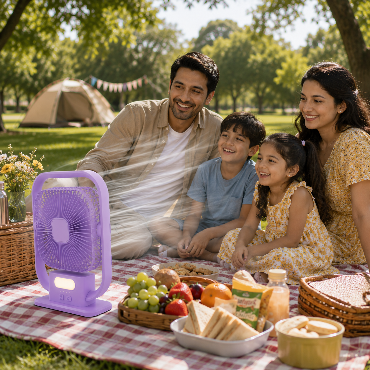 EEPISENT Small Desk Fan with LED Night Light Rechargeable Portable USB Fan Multi Speed Adjustable Tilt Head Carry Handle Home Office Bedroom Purple 7 EEPISENT Small Desk Fan with LED Night Light Rechargeable Portable USB Fan Multi Speed Adjustable Tilt Head Carry Handle Home Office Bedroom Purple - Image 7