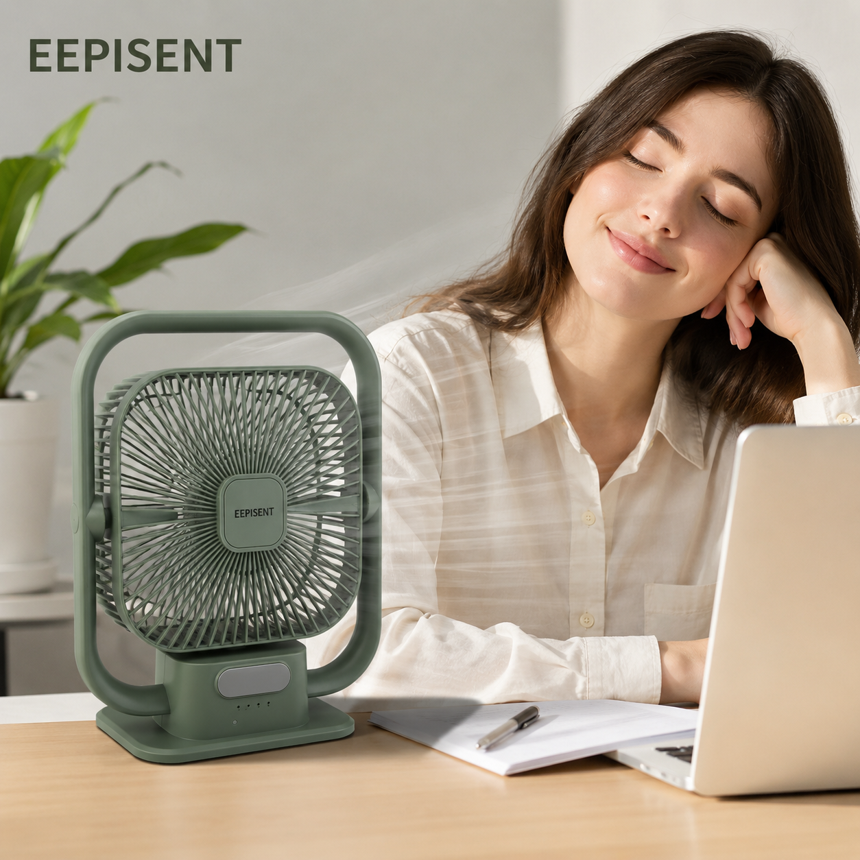 EEPISENT Portable Desk Fan Rechargeable Oscillating LED Display Quiet UK 2 EEPISENT Portable Desk Fan Rechargeable Oscillating LED Display Quiet UK - Image 2