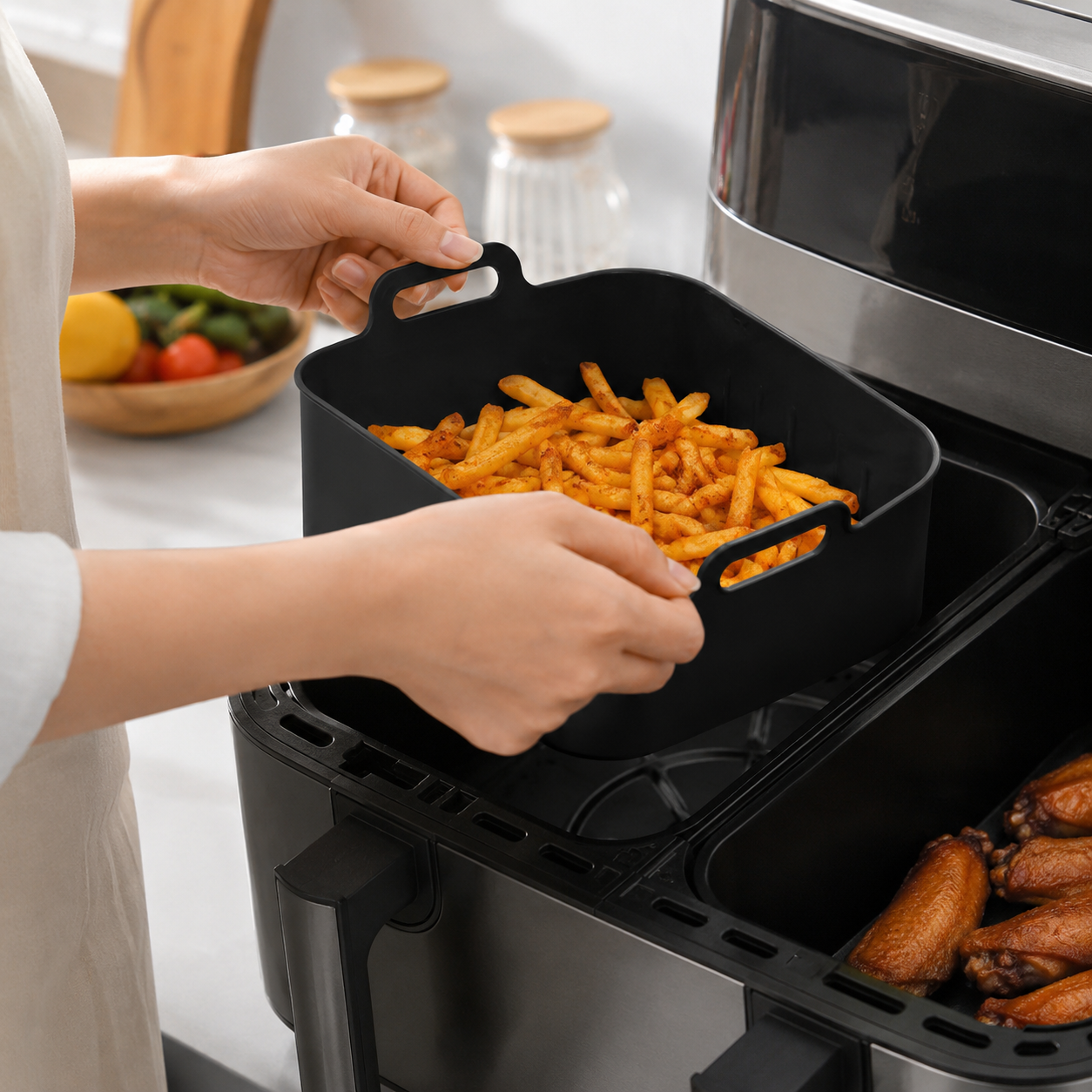 Reusable Silicone Air Fryer Pot – Non-Stick Food Grade Air Fryer Basket Liner, BPA-Free & Dishwasher Safe 4 Reusable Silicone Air Fryer Pot – Non-Stick Food Grade Air Fryer Basket Liner, BPA-Free & Dishwasher Safe - Image 4