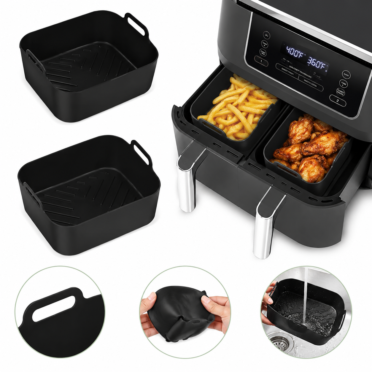 Reusable Silicone Air Fryer Pot – Non-Stick Food Grade Air Fryer Basket Liner, BPA-Free & Dishwasher Safe 5 Reusable Silicone Air Fryer Pot – Non-Stick Food Grade Air Fryer Basket Liner, BPA-Free & Dishwasher Safe - Image 5