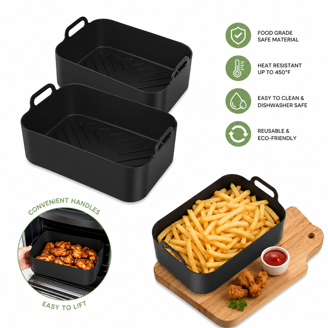 Reusable Silicone Air Fryer Pot – Non-Stick Food Grade Air Fryer Basket Liner, BPA-Free & Dishwasher Safe 6 Reusable Silicone Air Fryer Pot – Non-Stick Food Grade Air Fryer Basket Liner, BPA-Free & Dishwasher Safe - Image 6