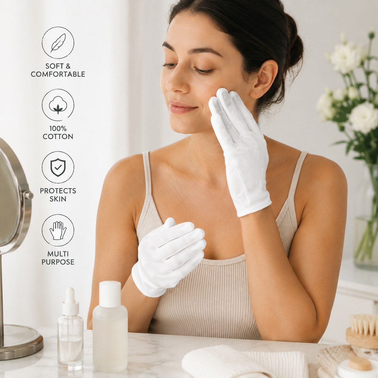 Forever Beautiful 100% Cotton Moisturizing Gloves (2 Pairs) – Soft Overnight Hand Care Gloves 6 Forever Beautiful 100% Cotton Moisturizing Gloves (2 Pairs) – Soft Overnight Hand Care Gloves - Image 6